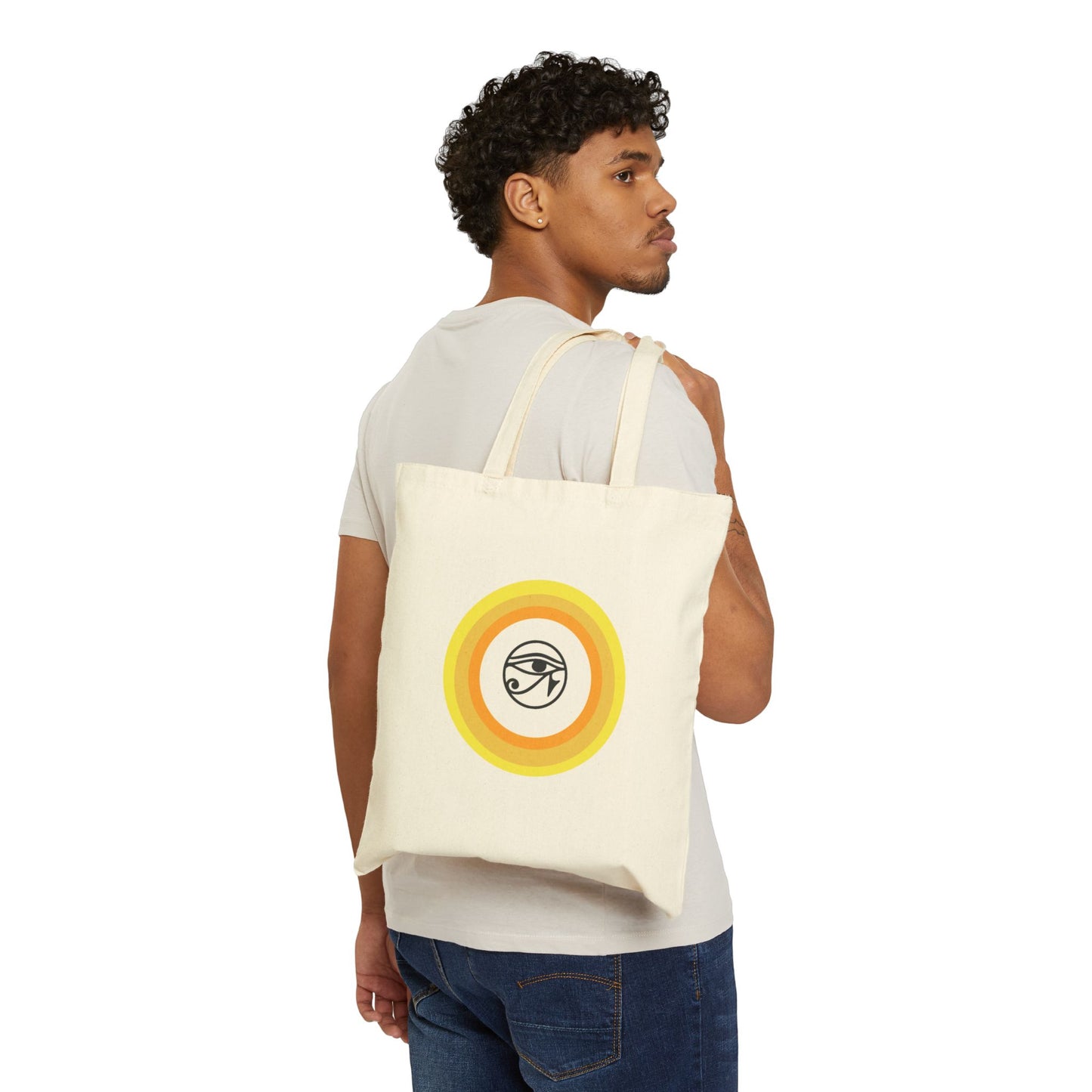 Eye of Horus Retro Sun Cotton Canvas Tote Bag