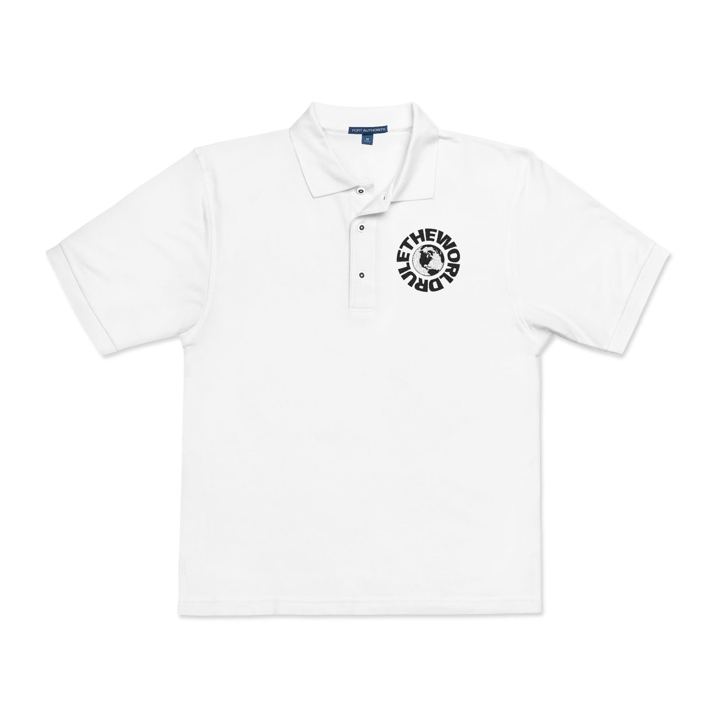 Embroidered Globe Logo Polo Shirt — The World Tour Casual Workwear