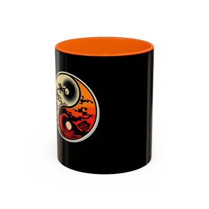 Yin Yang Moon Sunrise Accent Coffee Mug – Celestial Yin-Yang Design