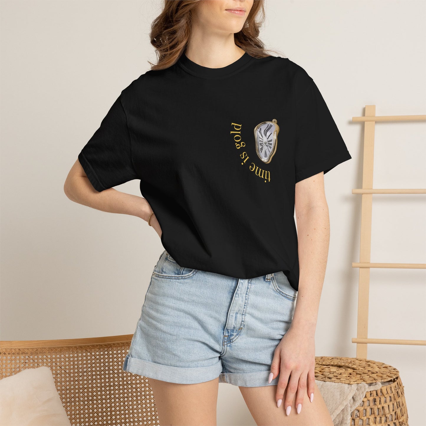 T-Shirt — Melted Clock Graphic “Time Flies” Vintage Surreal Tee