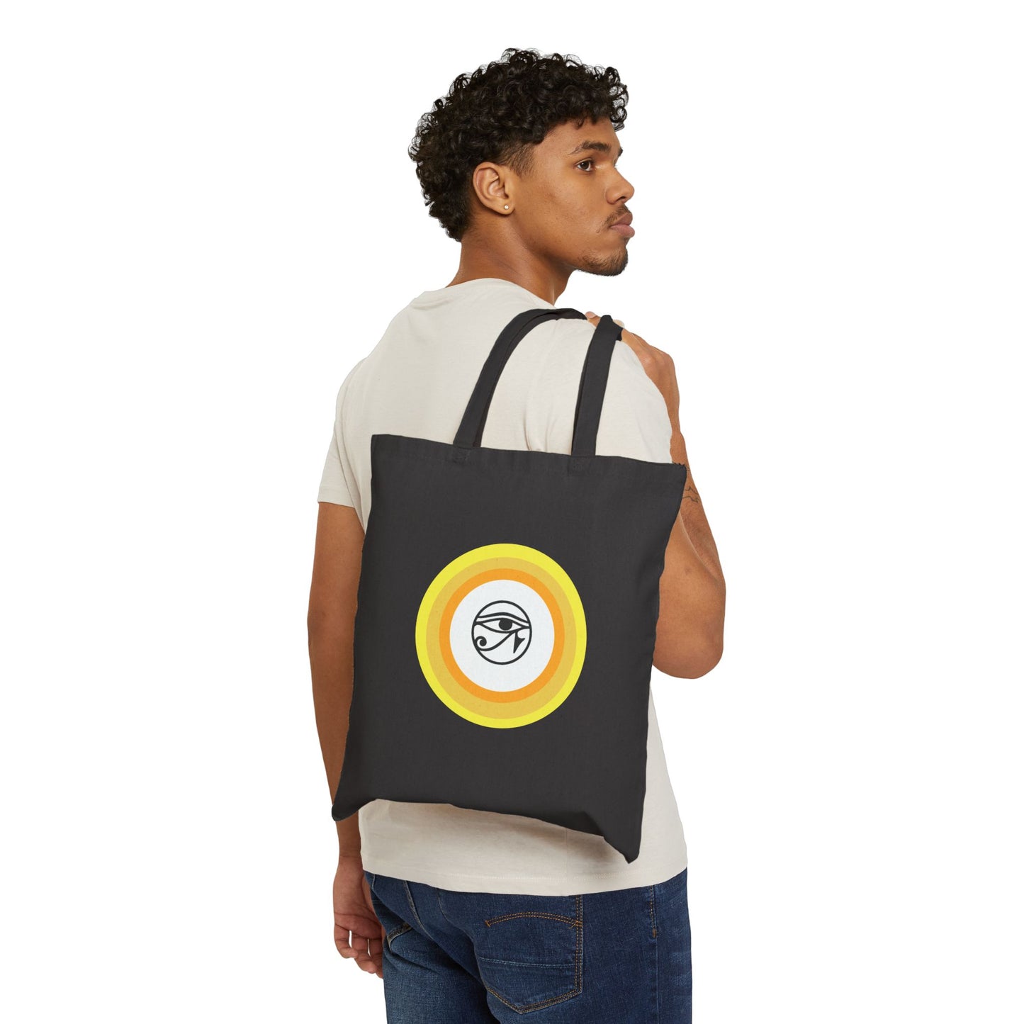 Eye of Horus Retro Sun Cotton Canvas Tote Bag