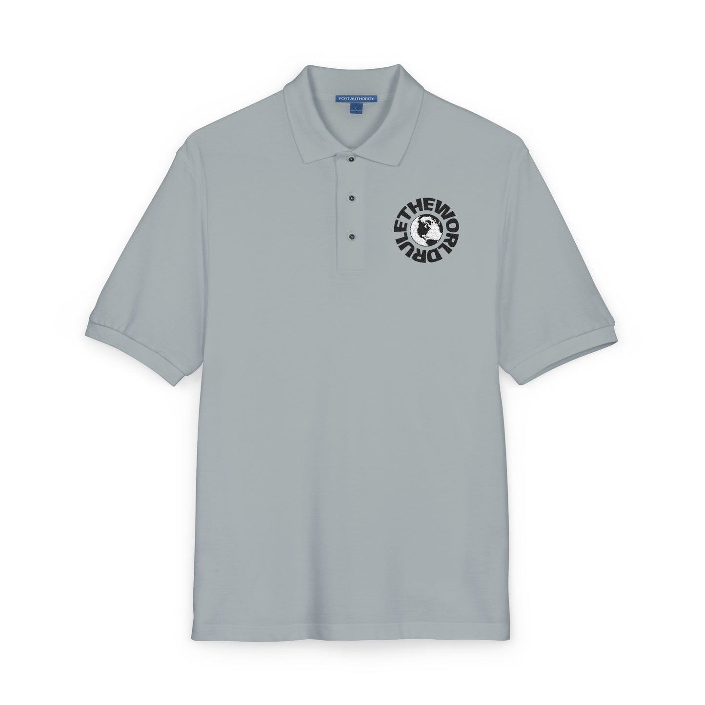 Embroidered Globe Logo Polo Shirt — The World Tour Casual Workwear