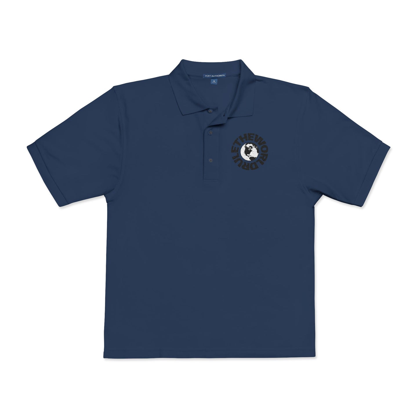 Embroidered Globe Logo Polo Shirt — The World Tour Casual Workwear