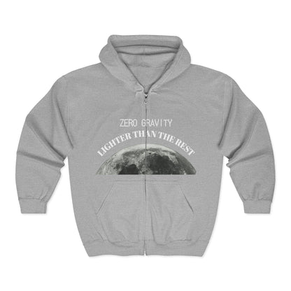 Zip Hoodie — "Zero Gravity: Lighter Than the Rest" Moon Graphic