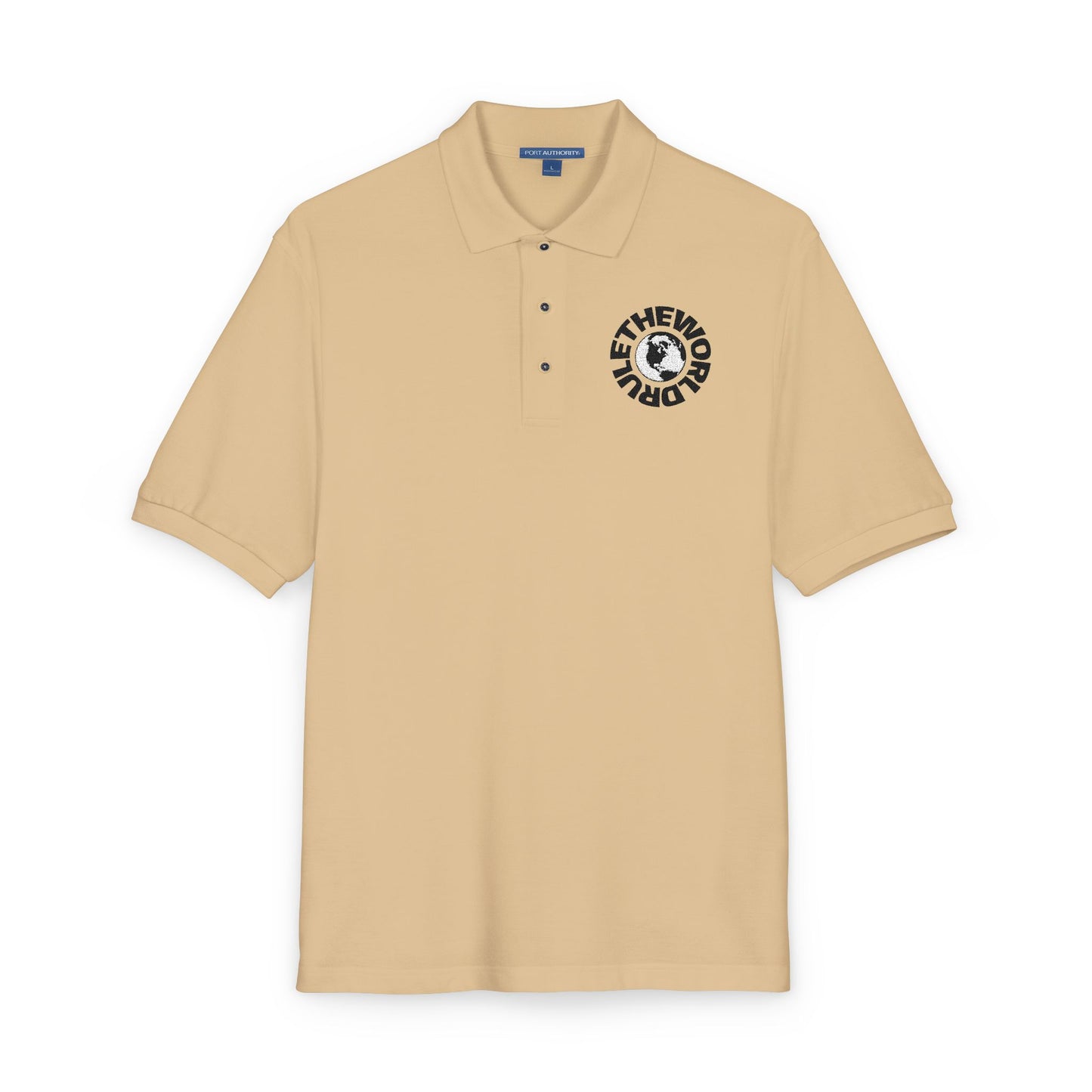 Embroidered Globe Logo Polo Shirt — The World Tour Casual Workwear
