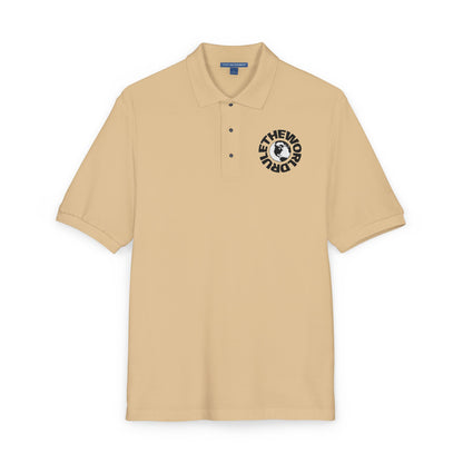 Embroidered Globe Logo Polo Shirt — The World Tour Casual Workwear