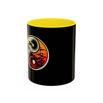 Yin Yang Moon Sunrise Accent Coffee Mug – Celestial Yin-Yang Design