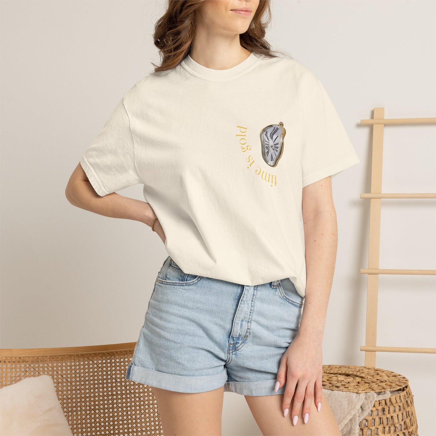 T-Shirt — Melted Clock Graphic “Time Flies” Vintage Surreal Tee