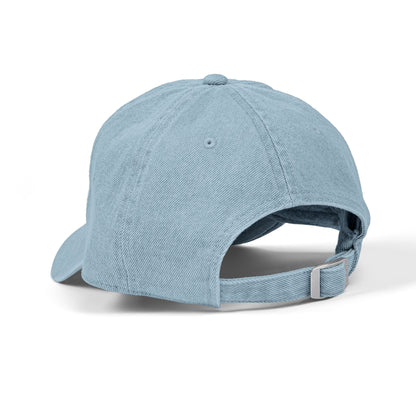 Embroidered Light Blue Denim Baseball Cap — Floral Skyline Accent