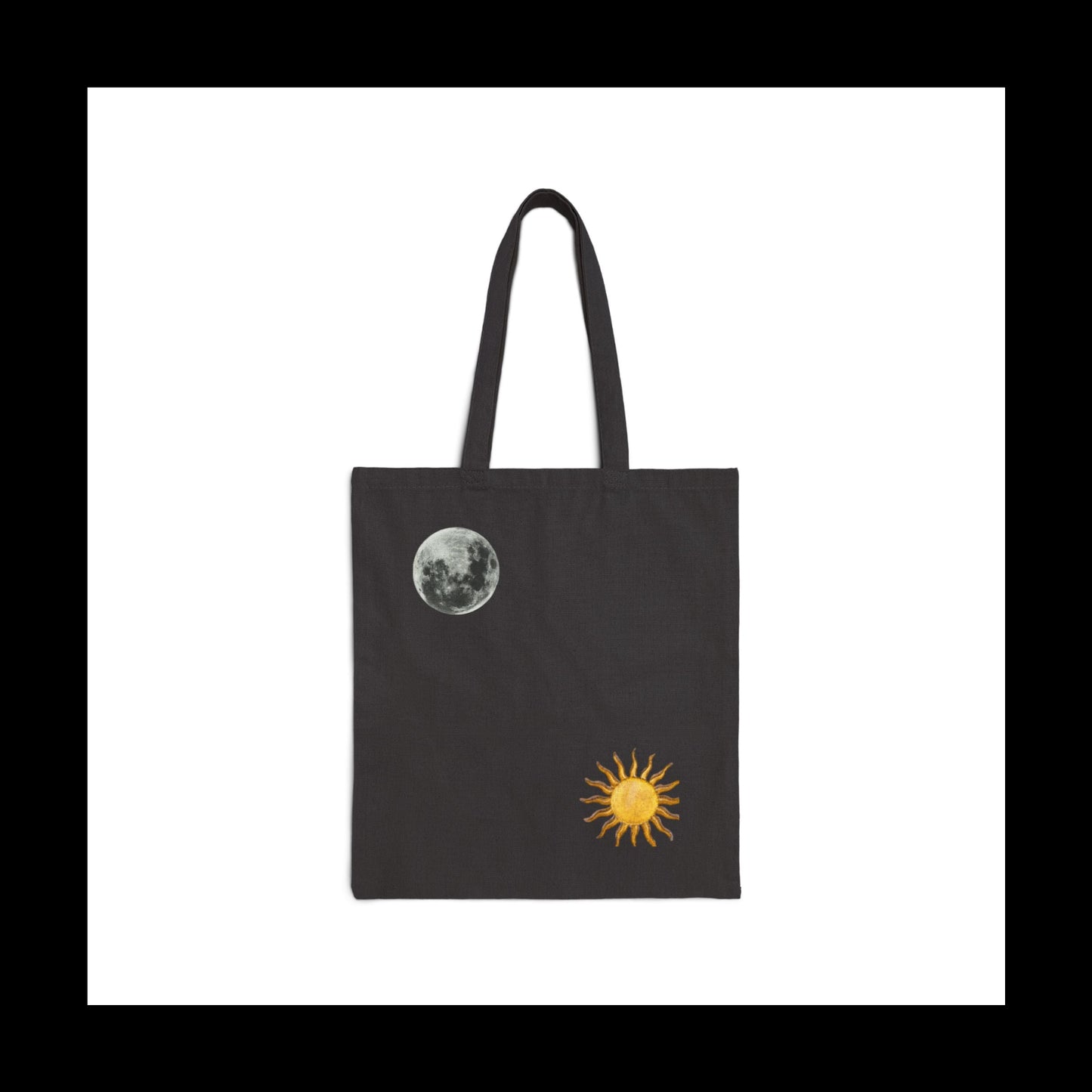 Celestial Sun & Moon Canvas Tote Bag — Minimalist Astrology Beach Grocery Shopper