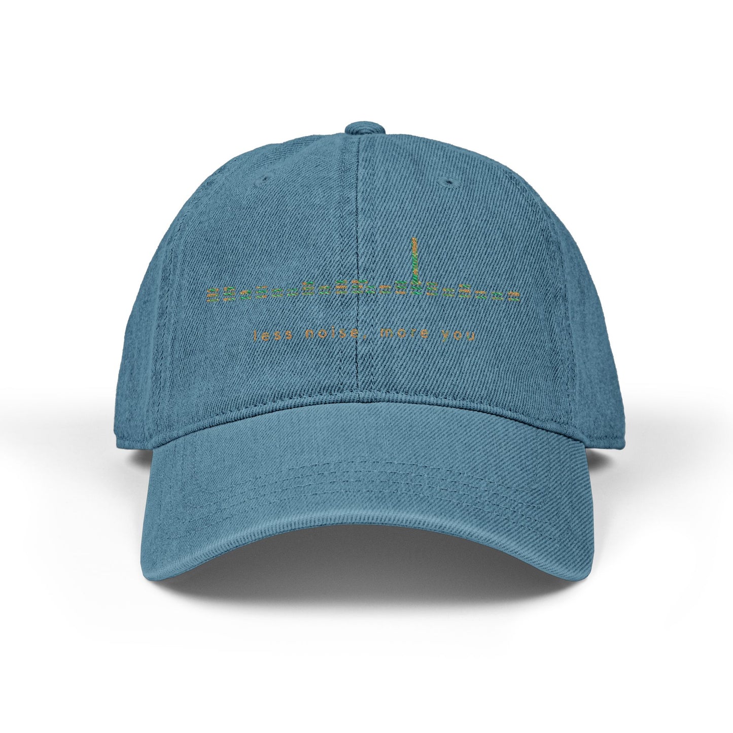 Embroidered Light Blue Denim Baseball Cap — Floral Skyline Accent