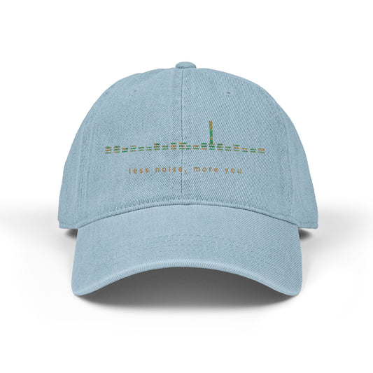 Embroidered Light Blue Denim Baseball Cap — Floral Skyline Accent