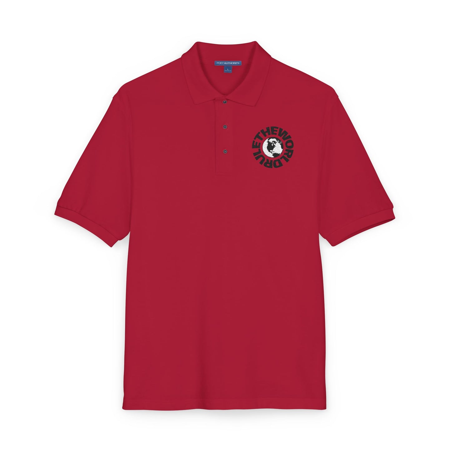Embroidered Globe Logo Polo Shirt — The World Tour Casual Workwear