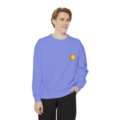 Sun Graphic Sweatshirt — "Feel the Vibes" Cozy Retro Sun Crewneck