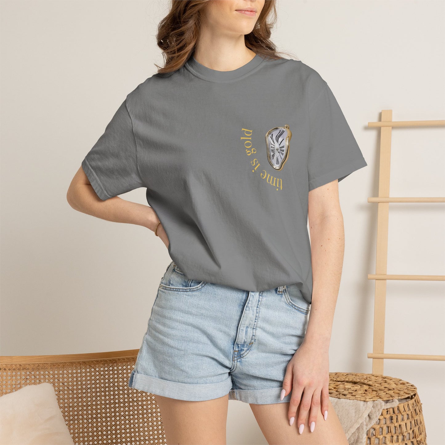 T-Shirt — Melted Clock Graphic “Time Flies” Vintage Surreal Tee