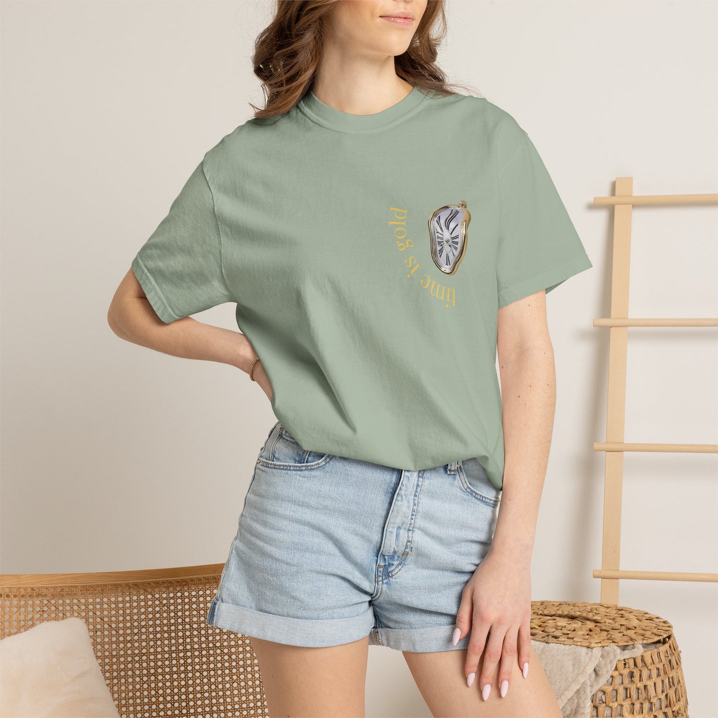 T-Shirt — Melted Clock Graphic “Time Flies” Vintage Surreal Tee