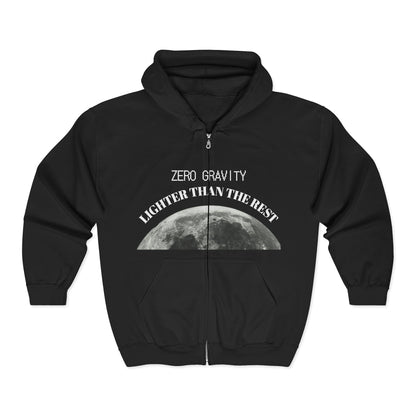 Zip Hoodie — "Zero Gravity: Lighter Than the Rest" Moon Graphic